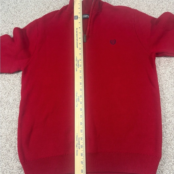 Bright nautical red chaps quarter zip elbow padded sweater men’s medium - Picture 5 of 9